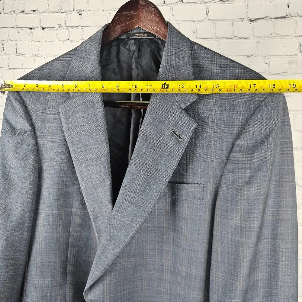 Hart Schaffner Marx Gold Trumpeter Blazer 42L Gray Plaid Wool Sport Coat USA Uni